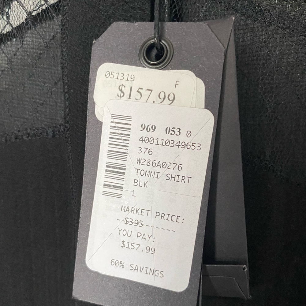 rag & bone Tommi Sheer Silk Dobby Shirt - NWT size L mixed media blouse - Picture 7 of 13